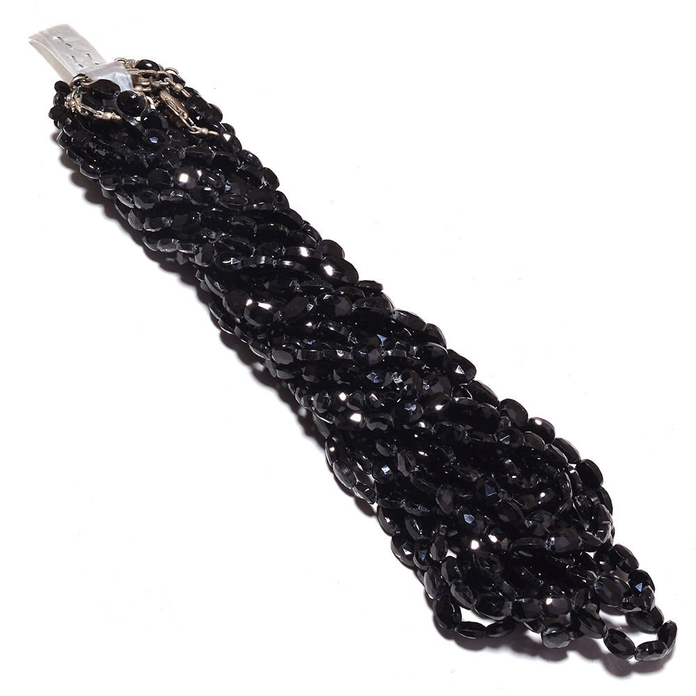 Natural Faceted 17" 8 Strand Black Spinel Oval  Beads 6-8mm Gemstone Beads Oval Shape
