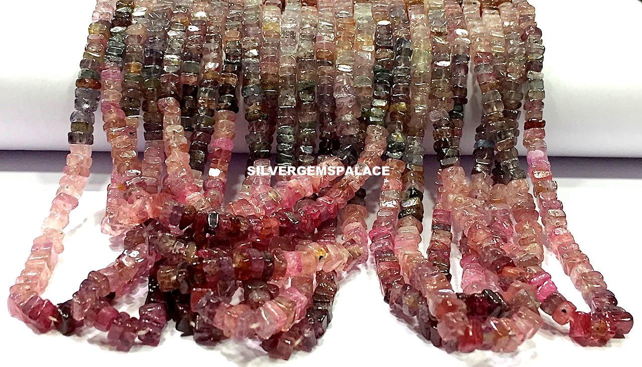 Rare Natural Multi Spinel Square Beads Multi Spinel Heishi Beads Multi Spinel Gemstone Beads Spinel Cube Beads Multi Spinel Beads Strand.