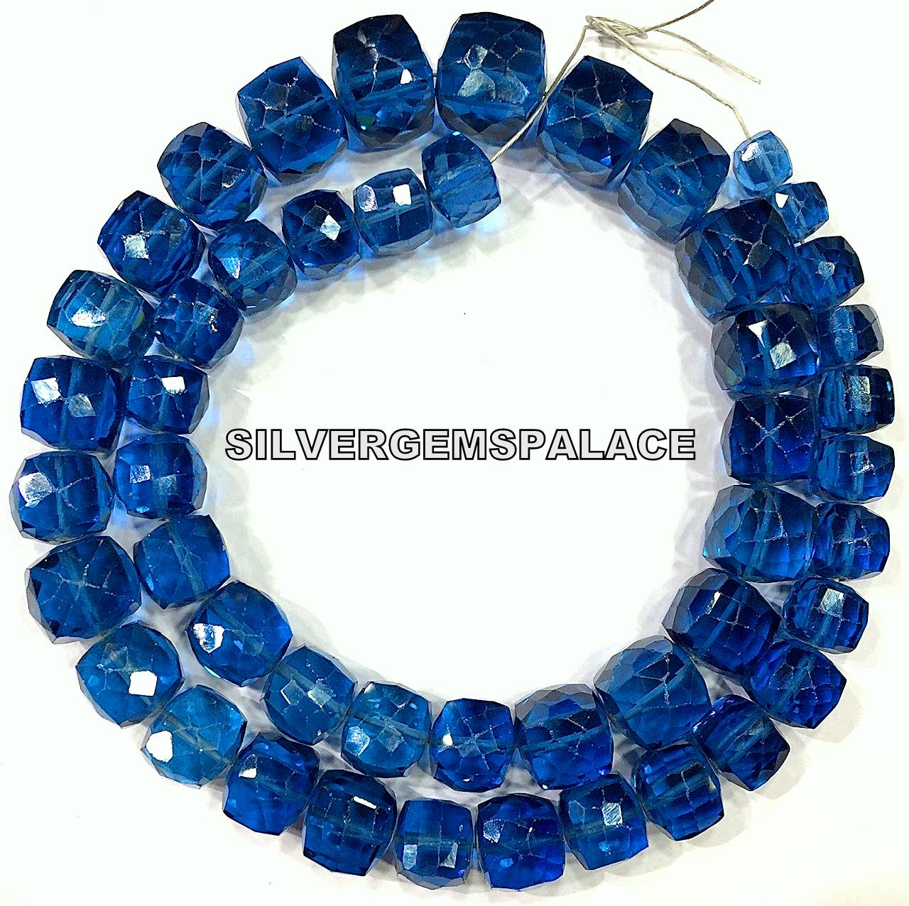 Rare Natural Blue Spinel Faceted Cube Beads Spinel Box Shape Beads Spinel Gemstone Beads Large Size Beads 8-12.mm Beads 16 Inches Strand.