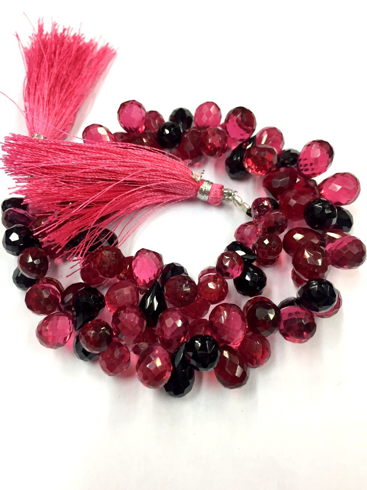 Red Hydro Quartz+black Spinel Faceted Teardrop Beads 7-8mm Loose Gemstone Beads 10 Inch Strand