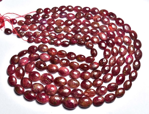 Red Spinel Oval Beads - 13.5 Inches - Natural Beautiful Red Spinel Smooth Oval Beads Strand - Size Is 5-10mm,#620