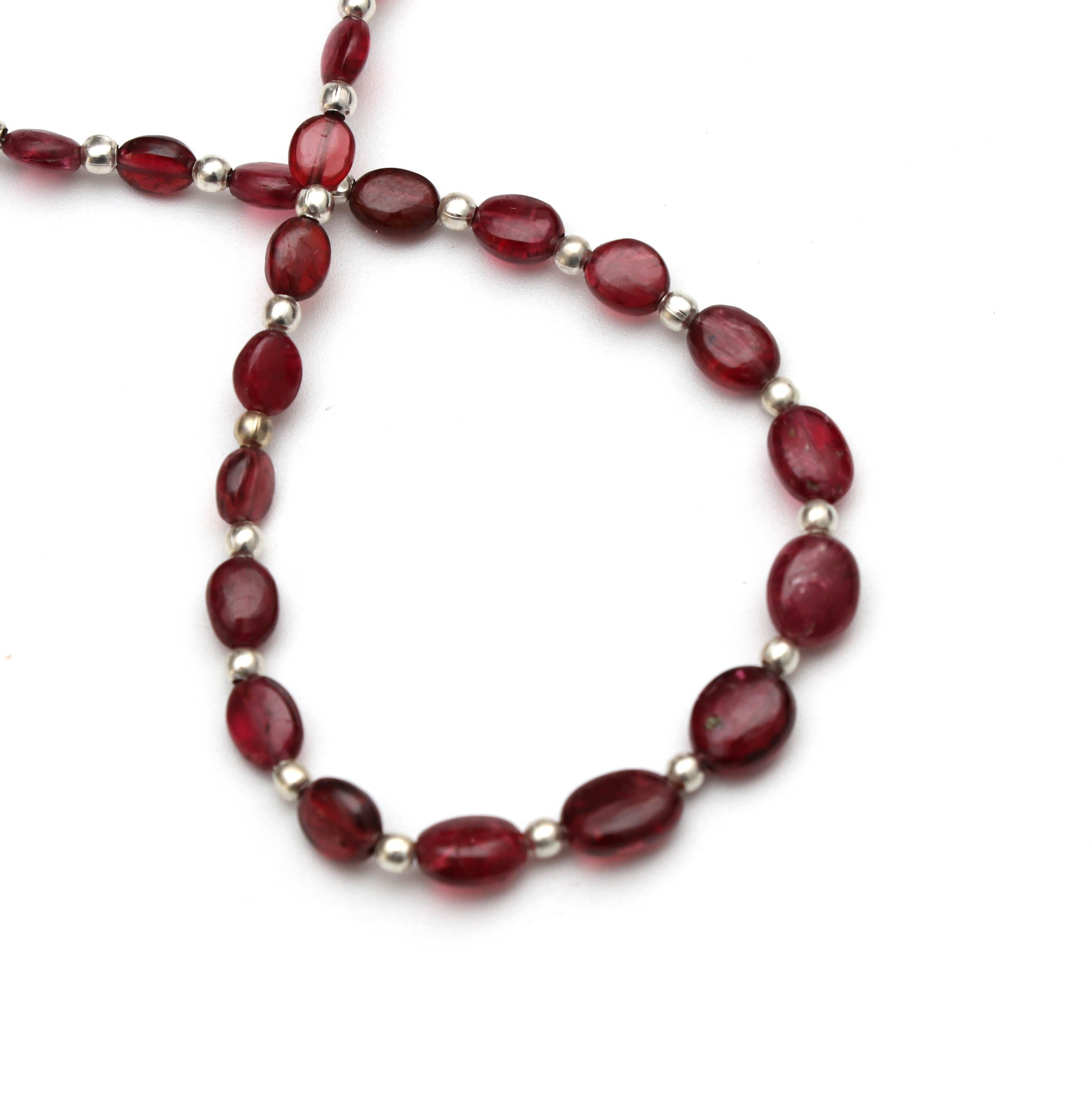 Red Spinel Smooth Oval Beads With Metal Balls- 2x3 Mm To 4x7 Mm - Red Spinel - Gem Quality , 8 Inch/ 20 Cm Full Strand, Price Per Strand
