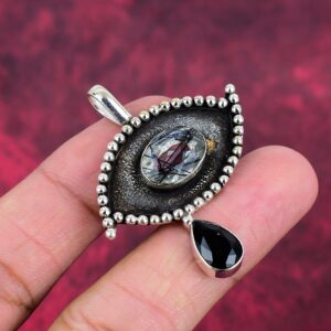 Beautiful Black Spinel Pendant 925 Sterling Silver Handmade Pendant Black Rutile Gemstone Statement Jewelry Eyes Pendant Anniversary Gifts Beautiful Black Spinel Pendant 925 Sterling Silver Handmade Pendant Black Rutile Gemstone Statement Jewelry Eyes Pendant Anniversary Gifts