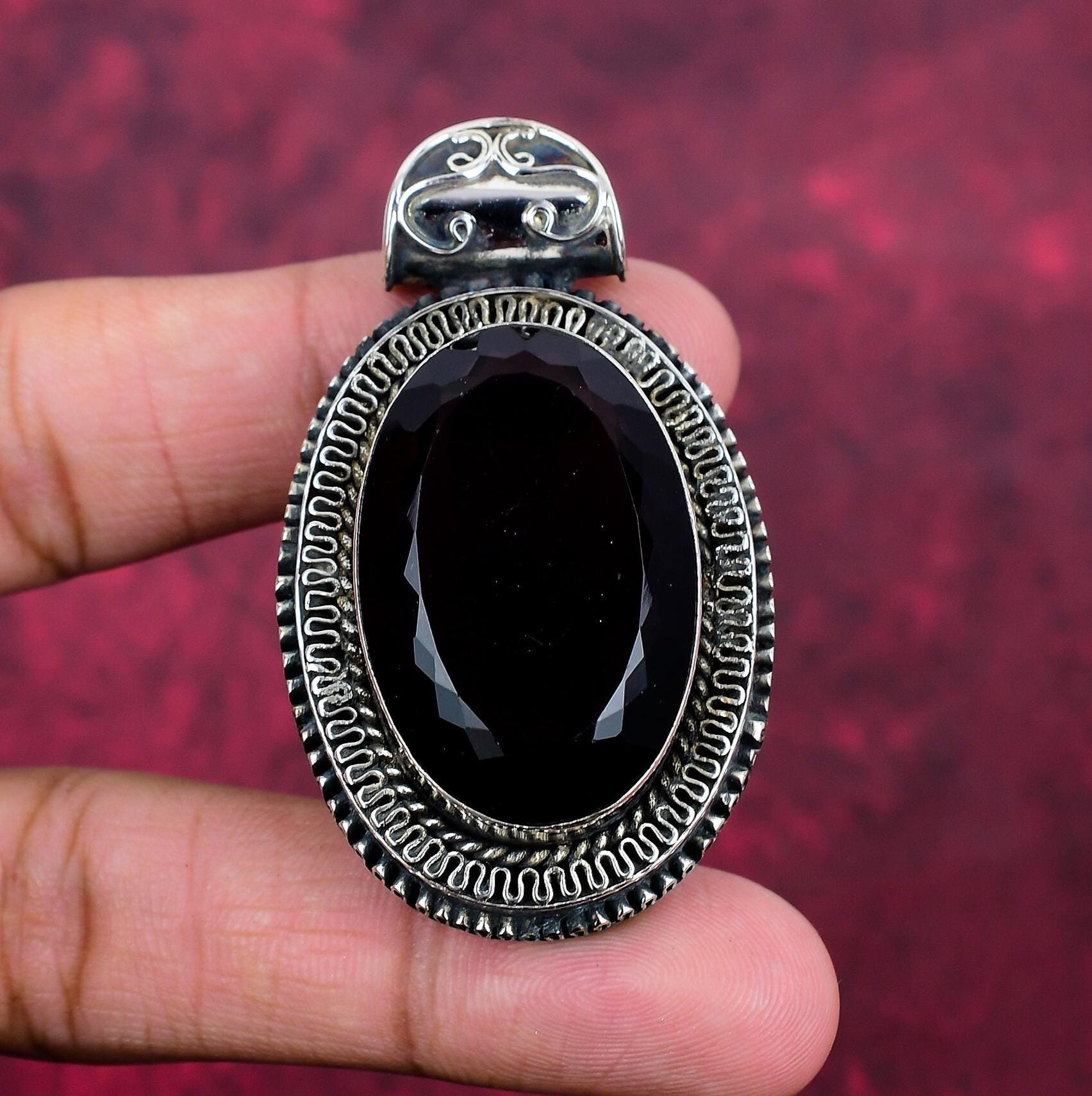 Black Spinel Pendant, 925 Sterling Silver Jewelry, Gemstone Handmade Jewelry Chain Pendant, Wedding Gifts, Birthday Gifts, Gift For Her