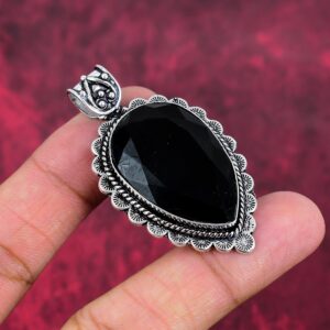 Black Spinel Pendant, 925 Sterling Silver Jewelry, Gemstone Jewelry, Handmade Pendant, Adjustable Chain Pendant, Necklace Engagement Gifts. Black Spinel Pendant, 925 Sterling Silver Jewelry, Gemstone Jewelry, Handmade Pendant, Adjustable Chain Pendant, Necklace Engagement Gifts.