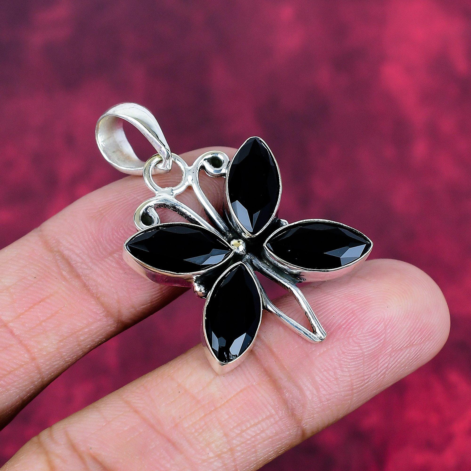 Black Spinel Gemstone 925 Sterling Silver Pendant Necklace For Christmas Gift Black Spinel Handmade Everyday Pendant Valentine's Day Gift