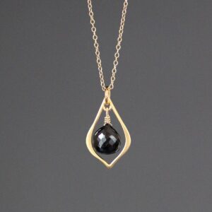 Black Spinel Necklace - Gold Pendant Necklace - Black Gemstone Pendant - Black and Gold Necklace - Gold Wire Wrapped Pendant - Brushed Gold Black Spinel Necklace - Gold Pendant Necklace - Black Gemstone Pendant - Black and Gold Necklace - Gold Wire Wrapped Pendant - Brushed Gold