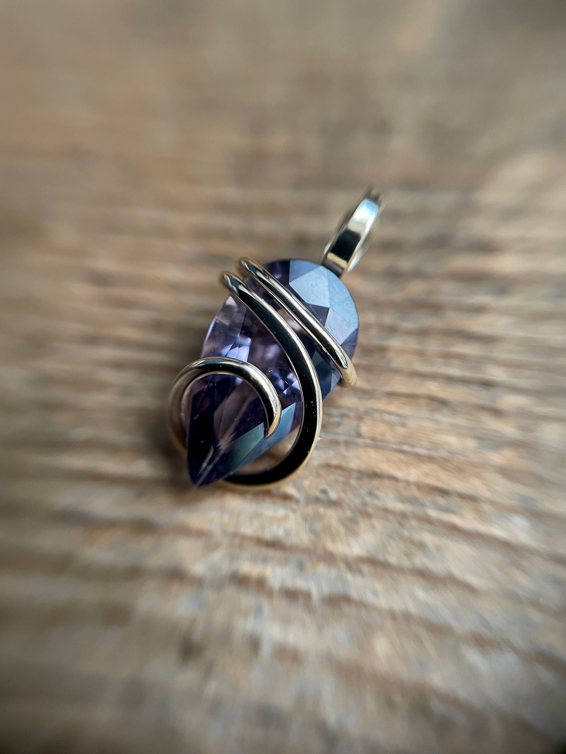 Faceted Spinel In 14k Gold Pendant