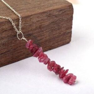 Natural Raw Red Spinel Pendant in 925 Sterling Silver, Rough Uncut Gemstone Necklace, Artisan Stone Pendant, Birthstone Gift for Her