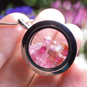 Raw Spinel Crystal Locket Pendant: Sterling Silver Necklace Raw Spinel Crystal Locket Pendant: Sterling Silver Necklace