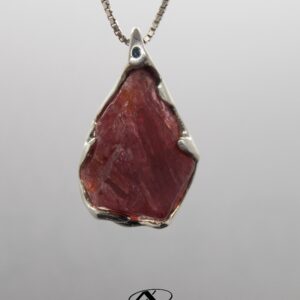 Raw Purple Spinel Pendant, Extra Large Sterling Silver Necklace Raw Purple Spinel Pendant, Extra Large Sterling Silver Necklace