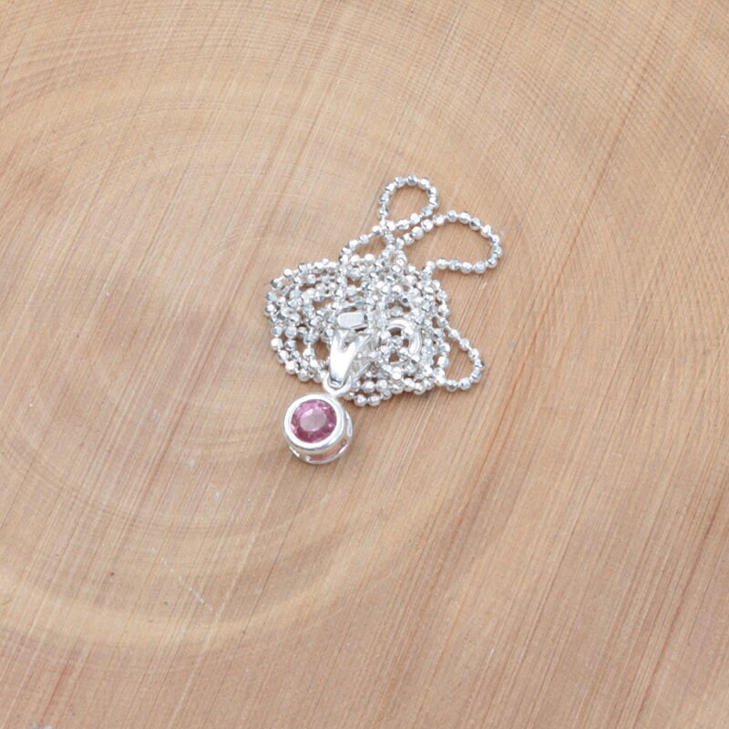 Small Pink Spinel Pendant In Sterling Silver (natural Spinel 5mm X 0.50 Carat, Round Cut), Sterling Silver Spinel Necklace With Chain