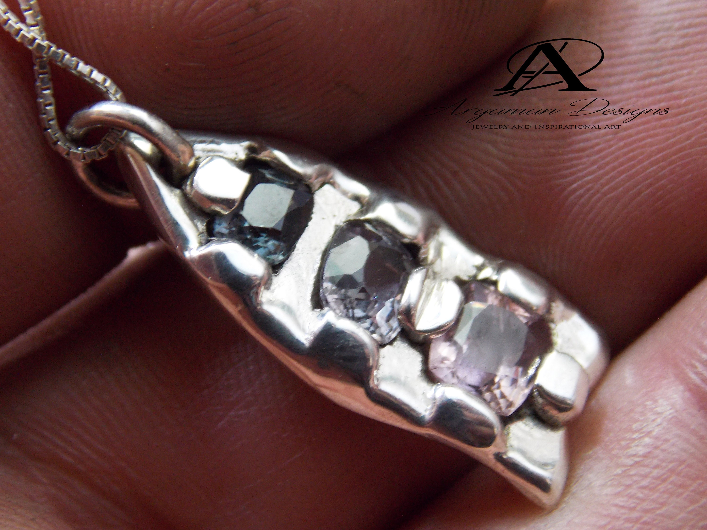 Sterling Silver Spinel Pendant, Pastel Gemstone Necklace