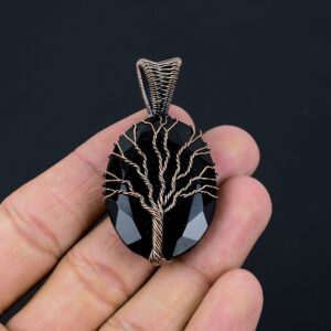 Tree of Life Black Spinel Pendant Copper Wire Wrapped Pendant Gemstone Pendant Copper Jewelry Handmade Jewelry Gift For Her Spinel Jewelry