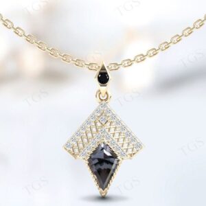 Vintage Grey Spinal Pendant Kite Shaped Grey Spinal Wedding Pendant For Women 925 Silver Statement Pendant Art Deco Chevron Style Pendant Vintage Grey Spinal Pendant Kite Shaped Grey Spinal Wedding Pendant For Women 925 Silver Statement Pendant Art Deco Chevron Style Pendant