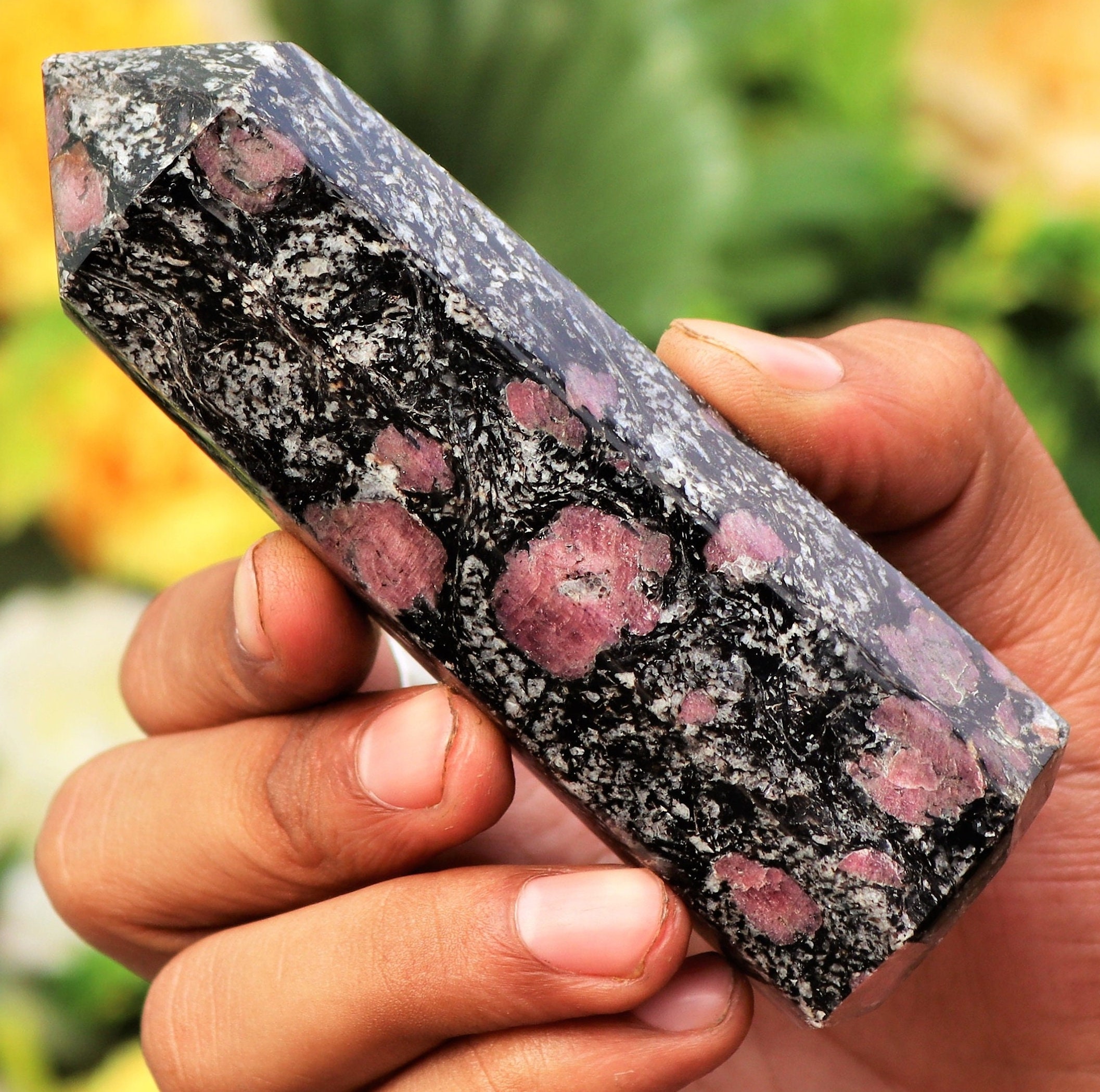 Pink Ruby Spinel Obelisk Tower: Natural Healing Crystal (110mm)