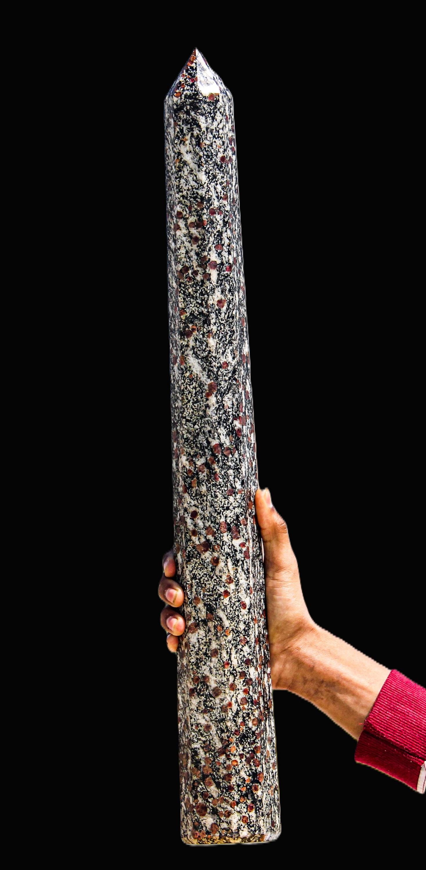 Ruby Spinel In Matrix Obelisk: Faceted Crystal Healing Tower