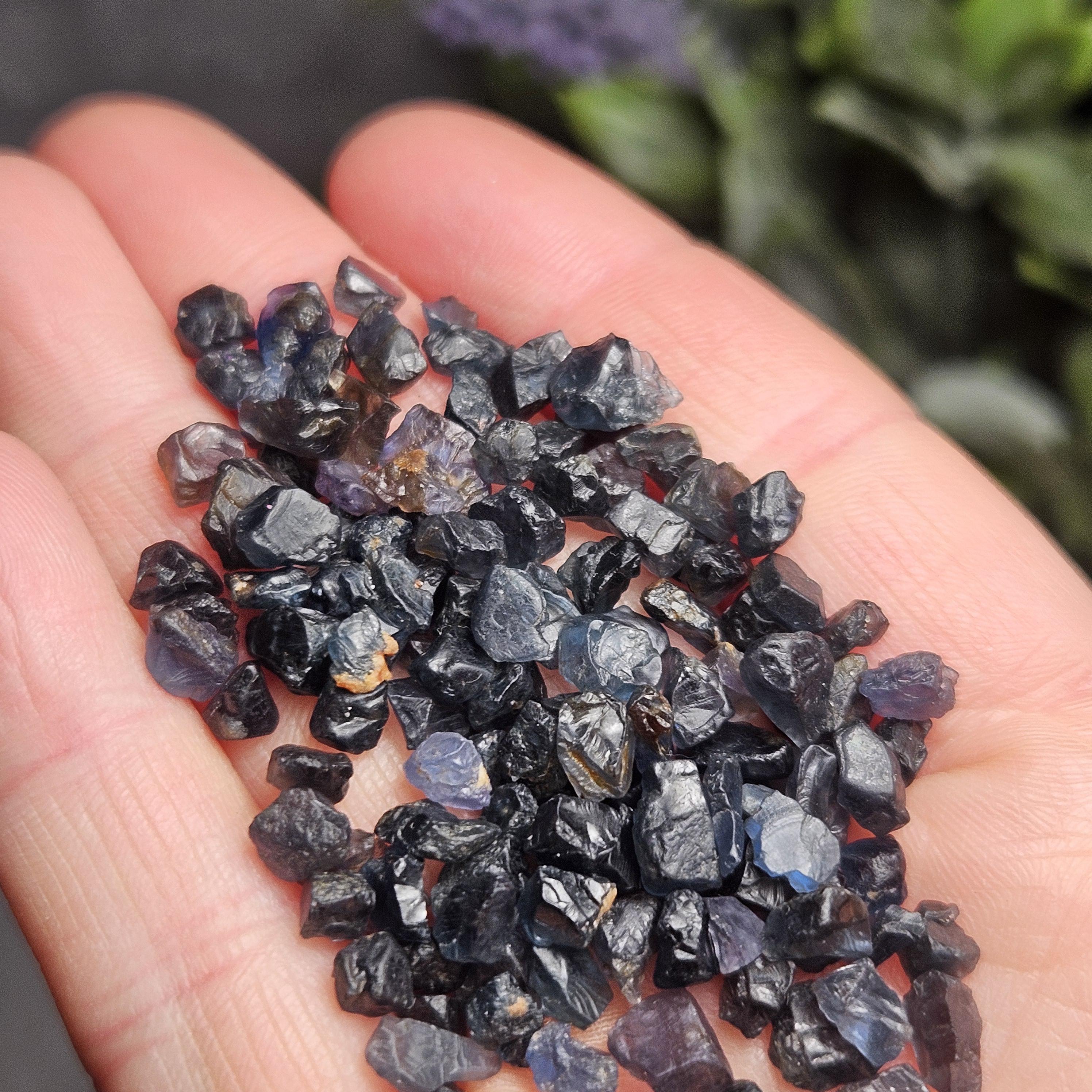 Blue Spinel Crystals: Raw Tanzanian Black & Blue Spinel Gemstone Lot