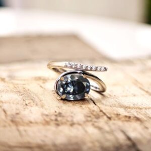 14k Gold Grey Spinel Engagement Ring Set For Women Art Deco Grey Spinel Wedding Ring Set Antique Leaf Design Bridal Ring Set Gift For Women 14k Gold Grey Spinel Engagement Ring Set For Women Art Deco Grey Spinel Wedding Ring Set Antique Leaf Design Bridal Ring Set Gift For Women