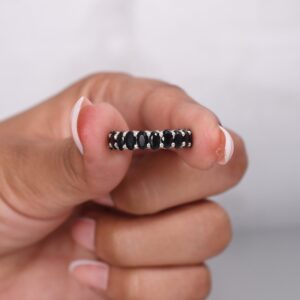 Black Spinel Eternity Band Ring, Sterling Silver Wedding Jewelry Black Spinel Eternity Band Ring, Sterling Silver Wedding Jewelry