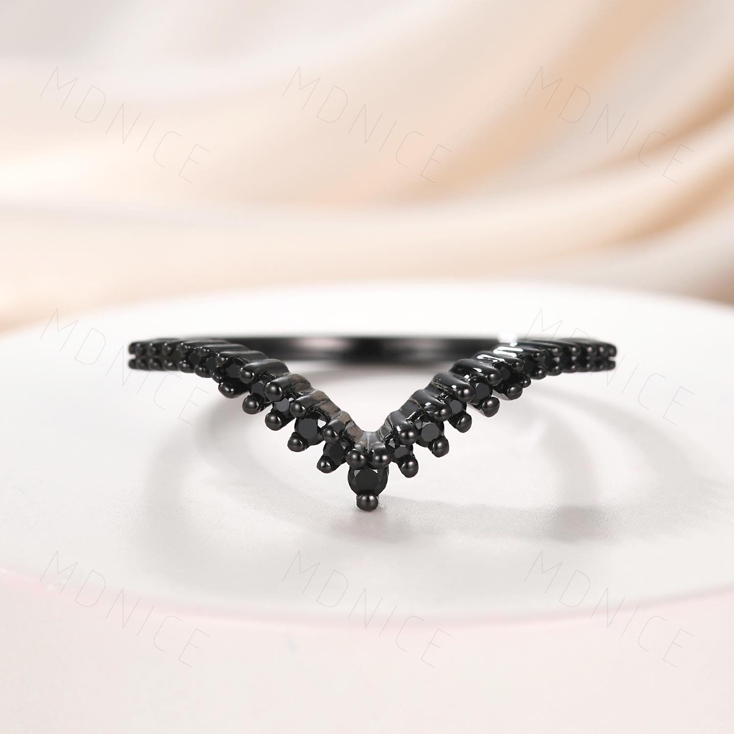 Black Gold Curve Black Spinel Band Half Eternity Black Matching Band V Shape Black Gold Stackable Band Dainty Women Ring Anniversary Band Black Gold Curve Black Spinel Band Half Eternity Black Matching Band V Shape Black Gold Stackable Band Dainty Women Ring Anniversary Band