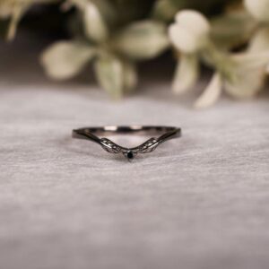 Black Spinel Two-Leaf Ring – Sterling Silver, Gold Plated Black Spinel Two-Leaf Ring – Sterling Silver, Gold Plated