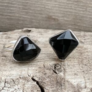 Geometric Free Form Faceted Black Spinel Sterling Silver Statement Ring | Geometric Ring | Black Stone Ring | Edgy | Goth | Made To Order Geometric Free Form Faceted Black Spinel Sterling Silver Statement Ring | Geometric Ring | Black Stone Ring | Edgy | Goth | Made To Order