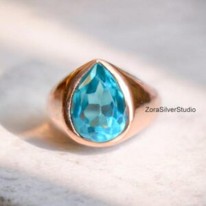 Natural Blue Spinel Signet Ring, 22k Gold Vermeil Over Sterling Silver, Rare Blue Gemstone Ring, Unisex Statement Jewelry, Gold Signet Natural Blue Spinel Signet Ring, 22k Gold Vermeil Over Sterling Silver, Rare Blue Gemstone Ring, Unisex Statement Jewelry, Gold Signet