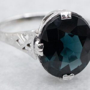 Teal Spinel Solitaire Ring, Platinum & 14K White Gold Teal Spinel Solitaire Ring, Platinum & 14K White Gold