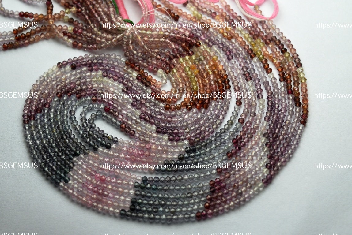 16 1nches Strand, Aaa Quality, Natural Multi Spinel Micro Faceted Rondelle, Size 2.60mm 16 1nches Strand, Aaa Quality, Natural Multi Spinel Micro Faceted Rondelle, Size 2.60mm