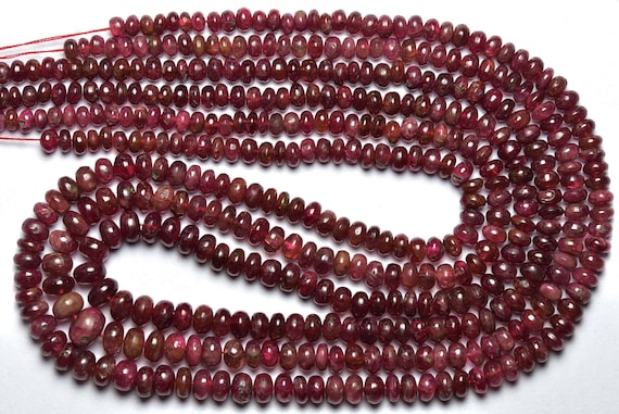 14 Inches - Beautiful Natural Smooth Red Spinel Plain Rondelles - Size Is 4-5 Mm #1793
