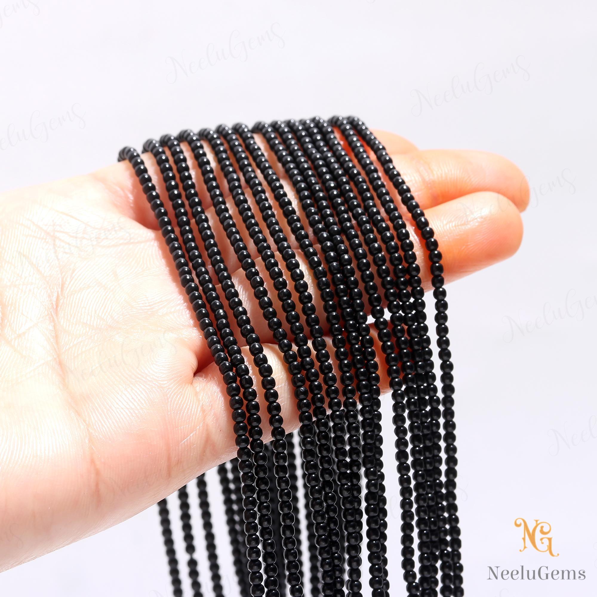 Aaa+ Black Spinel Smooth Beads,2.2-2.3 Mm Spinel Tiny Rondelle Beads,13"gemstone Beads For Handmade Jewelry