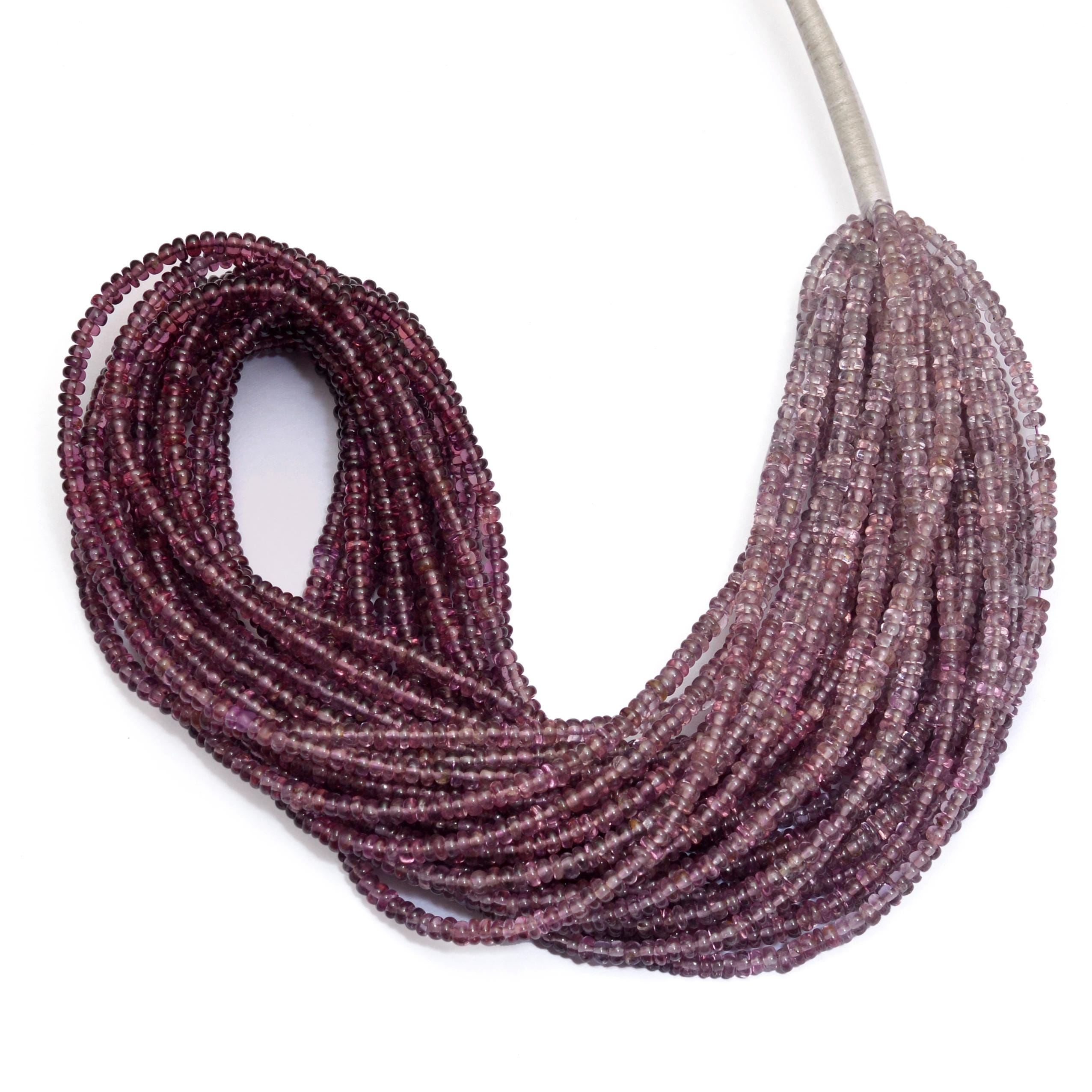 Aaa+ Purple Spinel Gemstone 3mm Rondelle Smooth Beads | 16inch Strand | Natural Purple Multi Spinel Precious Gemstone Loose Roundel Beads