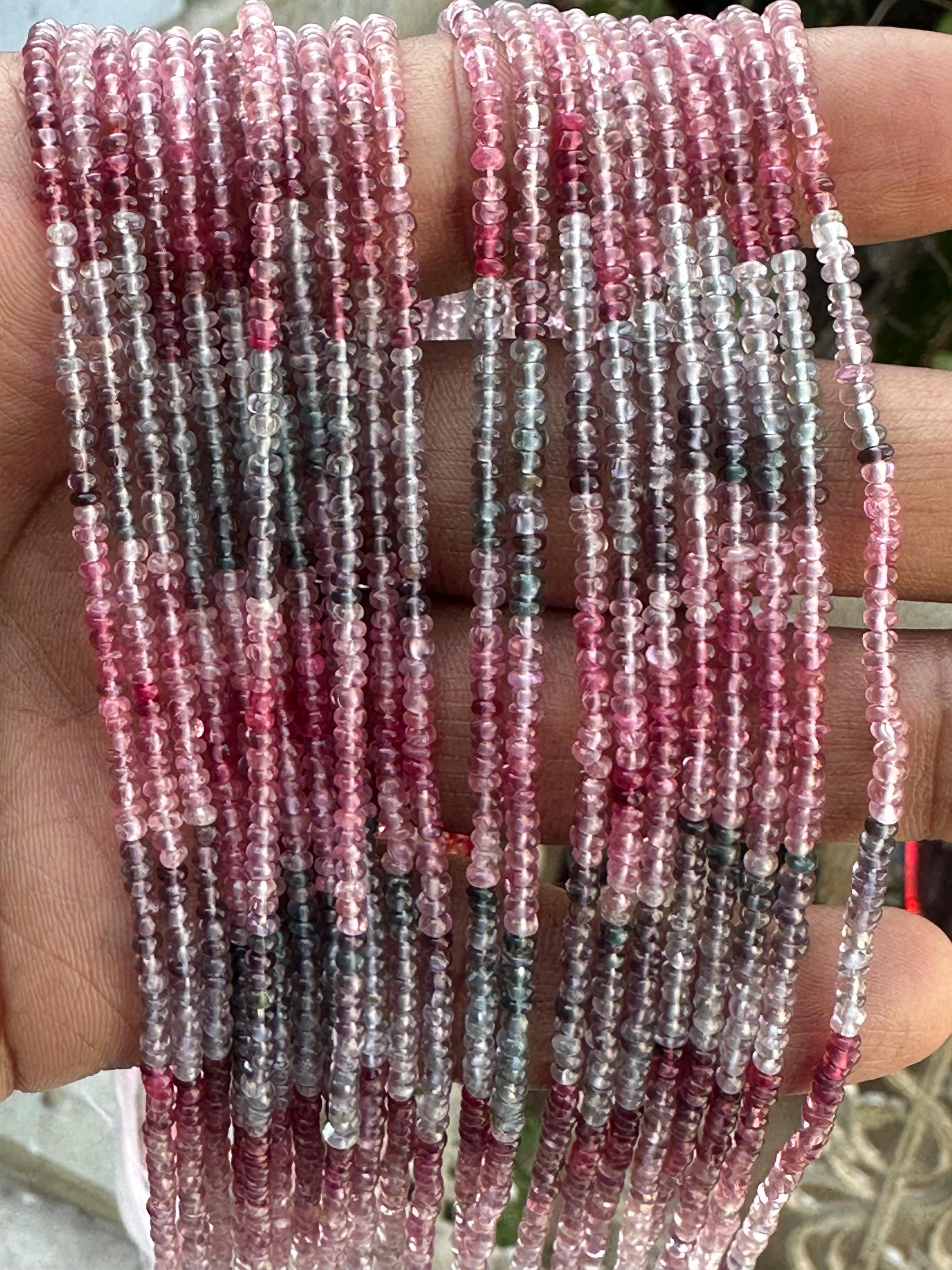 Bead Multi Colour Shaded Natural Spinel Smooth Rondelle 2.5mm Size 14inch Length Each