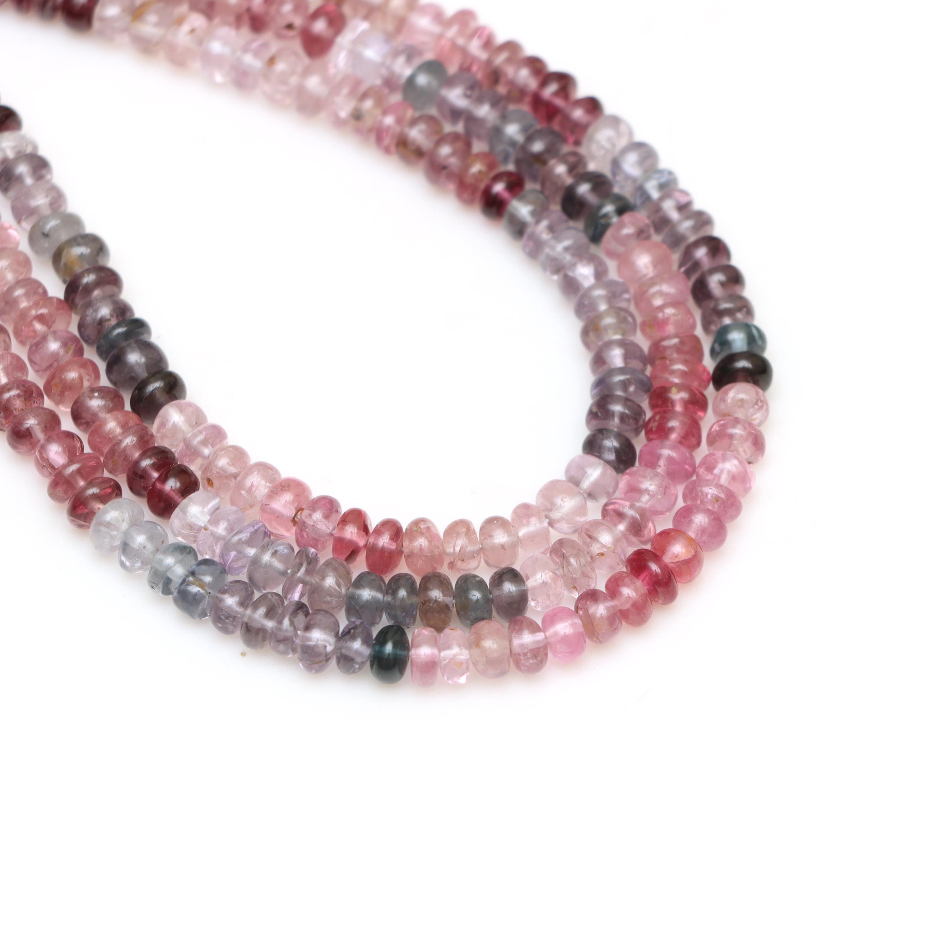 Multi Spinel Smooth Rondelle Beads, 4.5 Mm, Plain Spinel Beads, Pastel Color Multi Spinel Jewelry Making Gemstone Beads, 18 Inches Strand