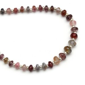 Multi Spinel Smooth Rondelle Beads With Metal Spacer, 3 Mm To 6 Mm, Multi Spinel Beads, Multi Spinel Jewelry Making Gemstone Beads, 8 Inch Multi Spinel Smooth Rondelle Beads With Metal Spacer, 3 Mm To 6 Mm, Multi Spinel Beads, Multi Spinel Jewelry Making Gemstone Beads, 8 Inch