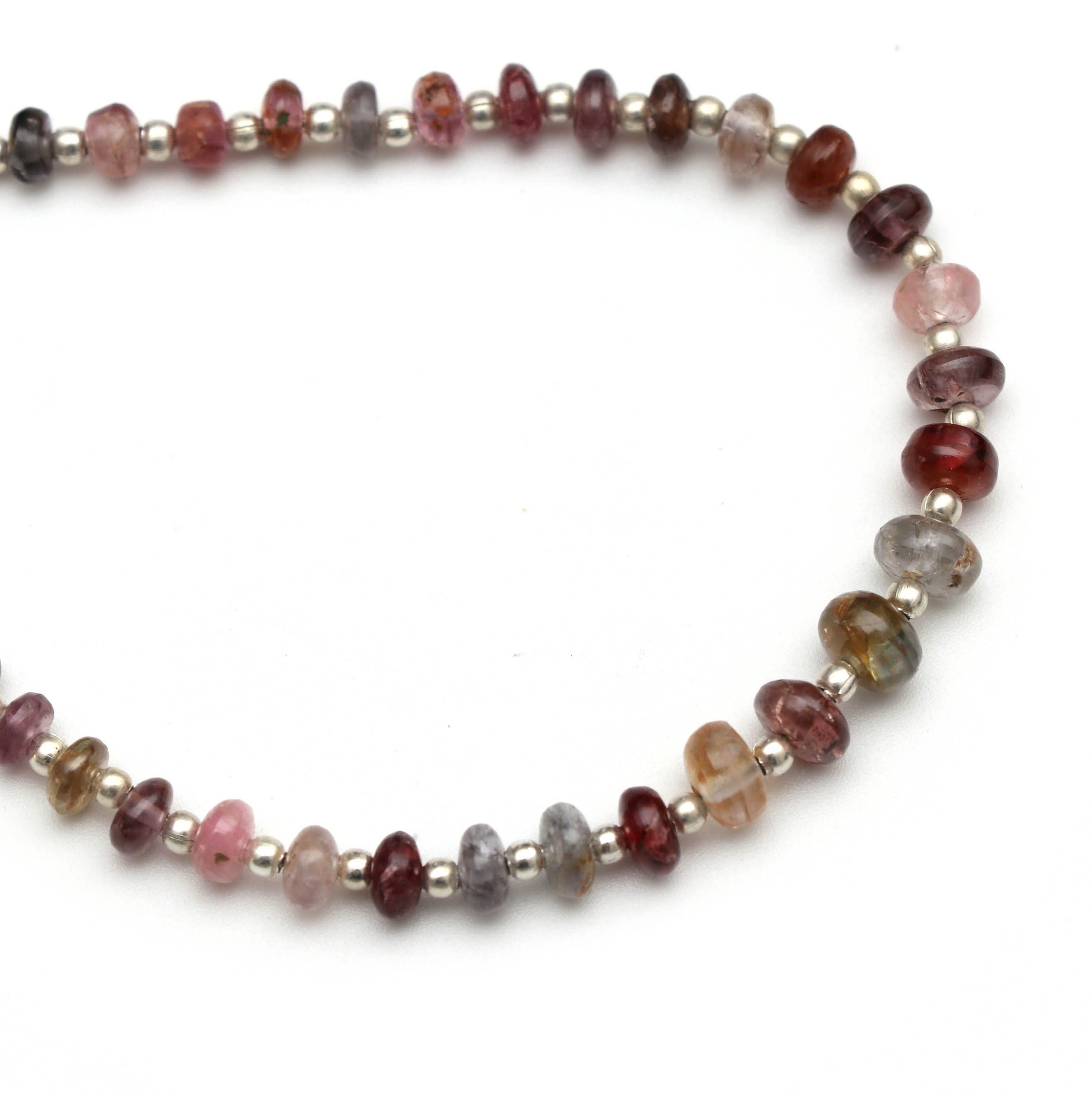 Multi Spinel Smooth Rondelle Beads With Metal Spacer, 3 Mm To 6 Mm, Multi Spinel Beads, Multi Spinel Jewelry Making Gemstone Beads, 8 Inch