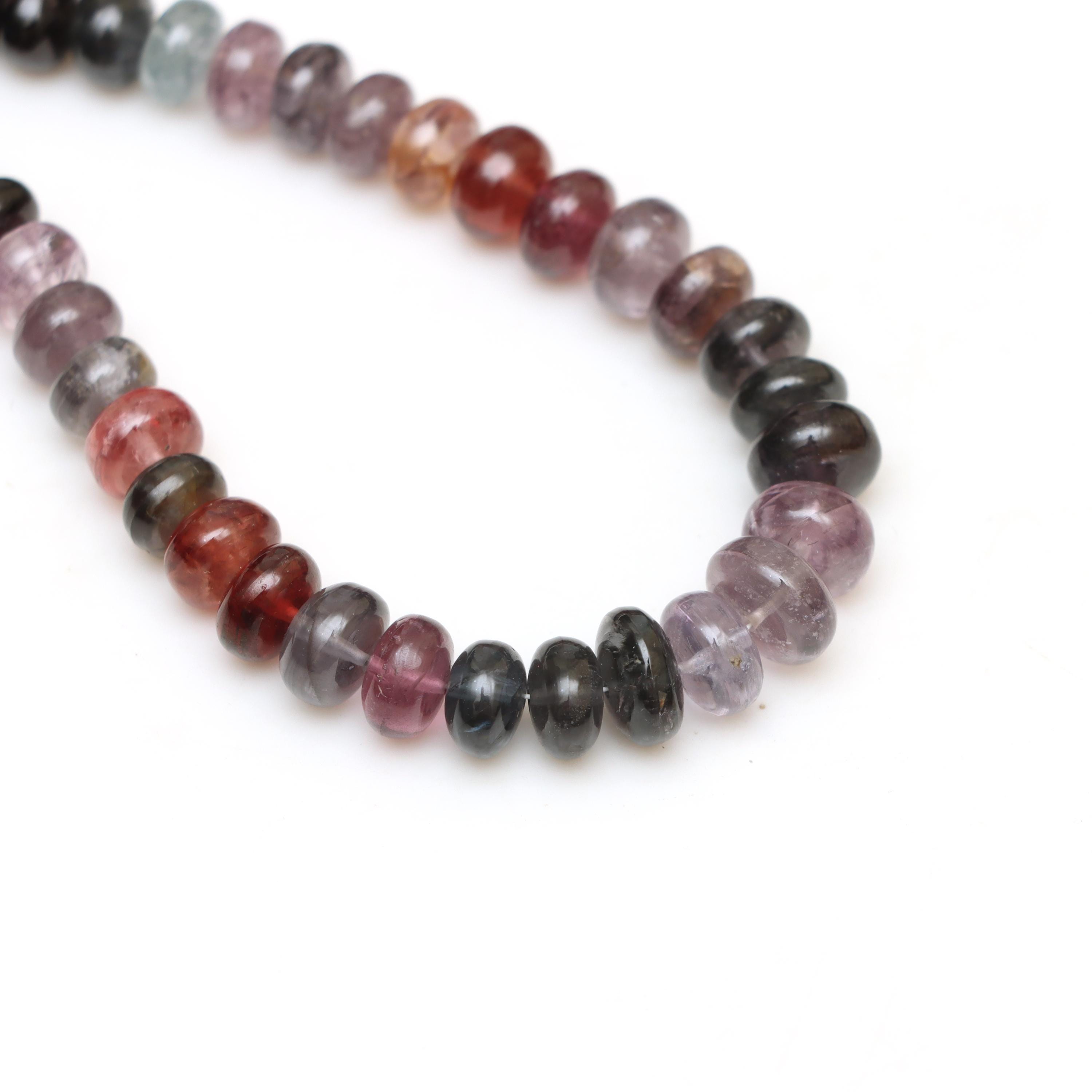 Natural Multi Spinel Smooth Rondelle Beads, 7 Mm To 9.5 Mm, Multi Spinel, Rainbow Spinel Jewelry Making Gemstone Beads 18 Inches Full Strand
