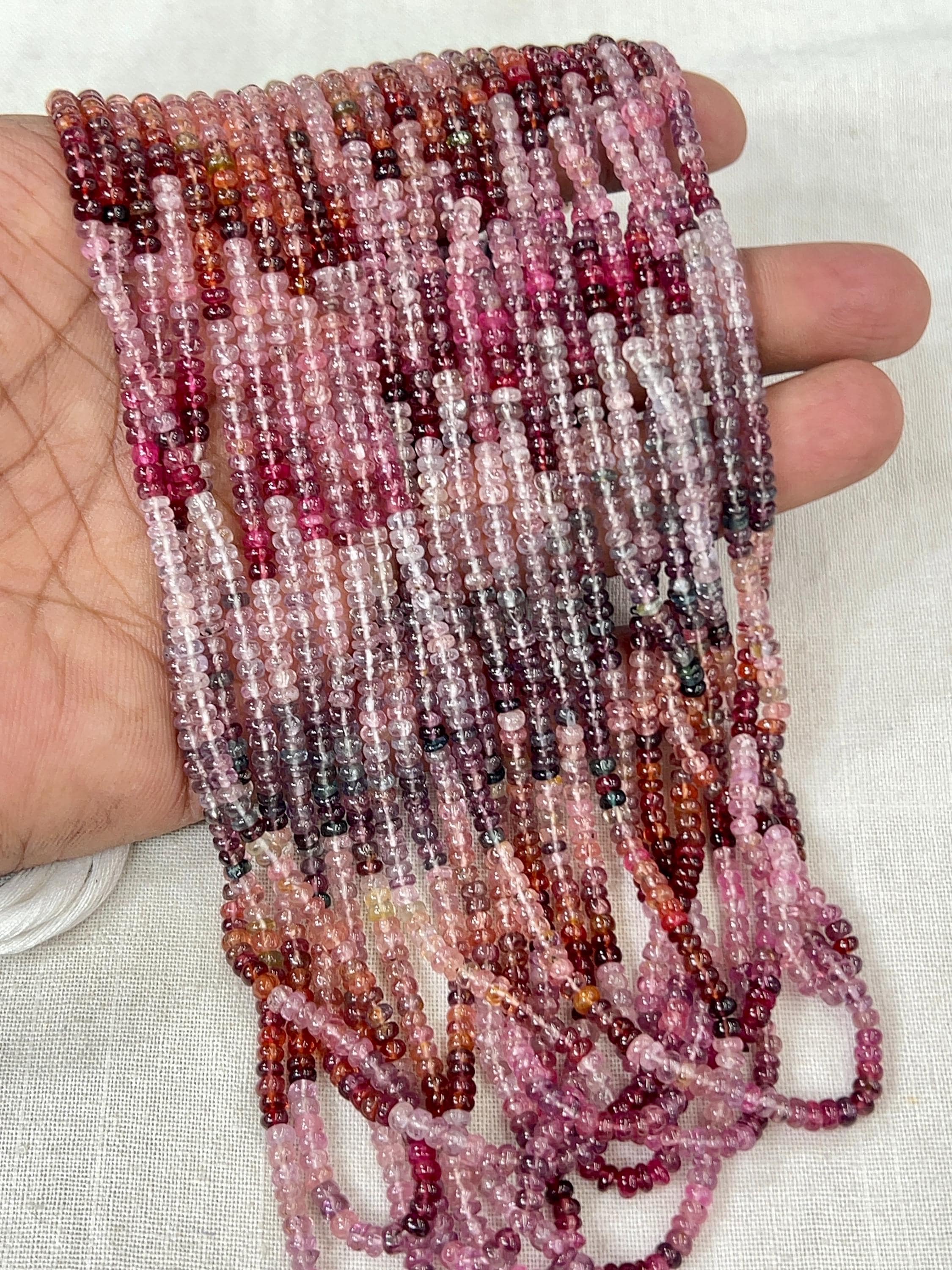 Natural Multi Spinel Smooth Rondelle Beads 4mm Approx , Aaa Loose Gemstone Beads Strand , 17 Inches Jewelry Making Supplies