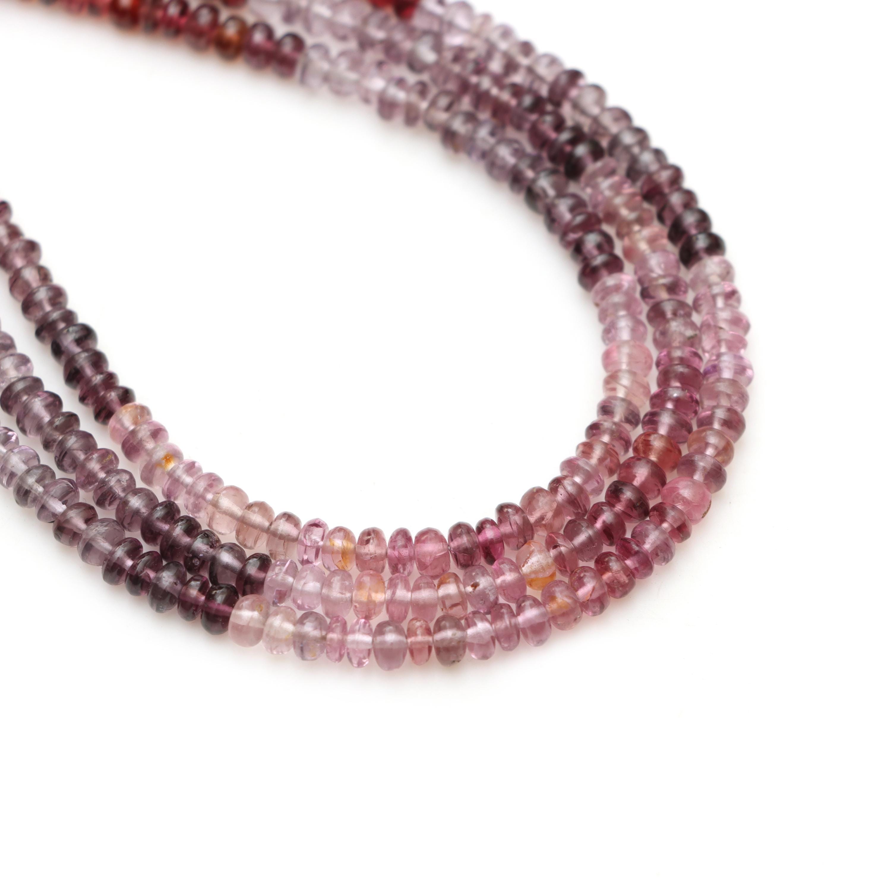 Natural Multi Spinel Smooth Rondelle Beads, 4 Mm, Plain Spinel Beads, Multi Spinel Jewelry Making Gemstone Beads, 18 Inches Full Strand