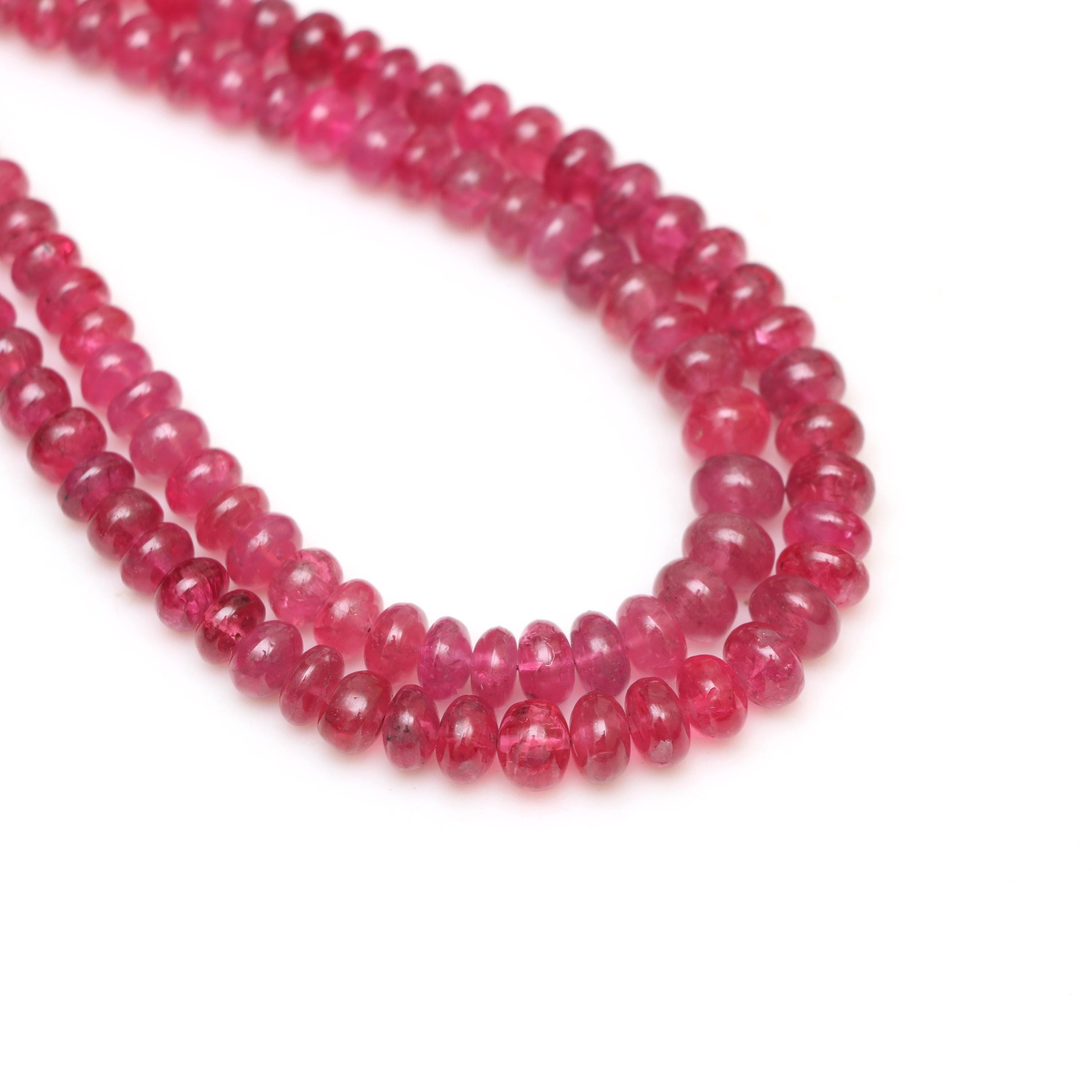 Pink Spinel Smooth Rondelle Beads, 3.5 Mm To 6.5 Mm, Plain Spinel Beads, Spinel Jewelry Making Gemstone Beads, 8 Inch / 18 Inch Strand