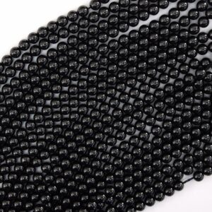 Aa Natural Black Spinel Round Beads Gemstone 15" Strand 3mm 4mm