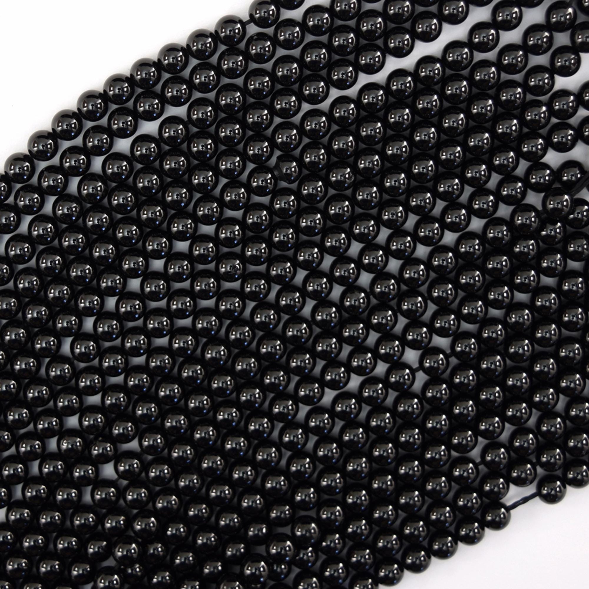 Aa Natural Black Spinel Round Beads Gemstone 15" Strand 3mm 4mm
