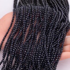 Natural Black Spinel Beads Diamond Cut Round 2mm 3mm Beads 15.5" Strands