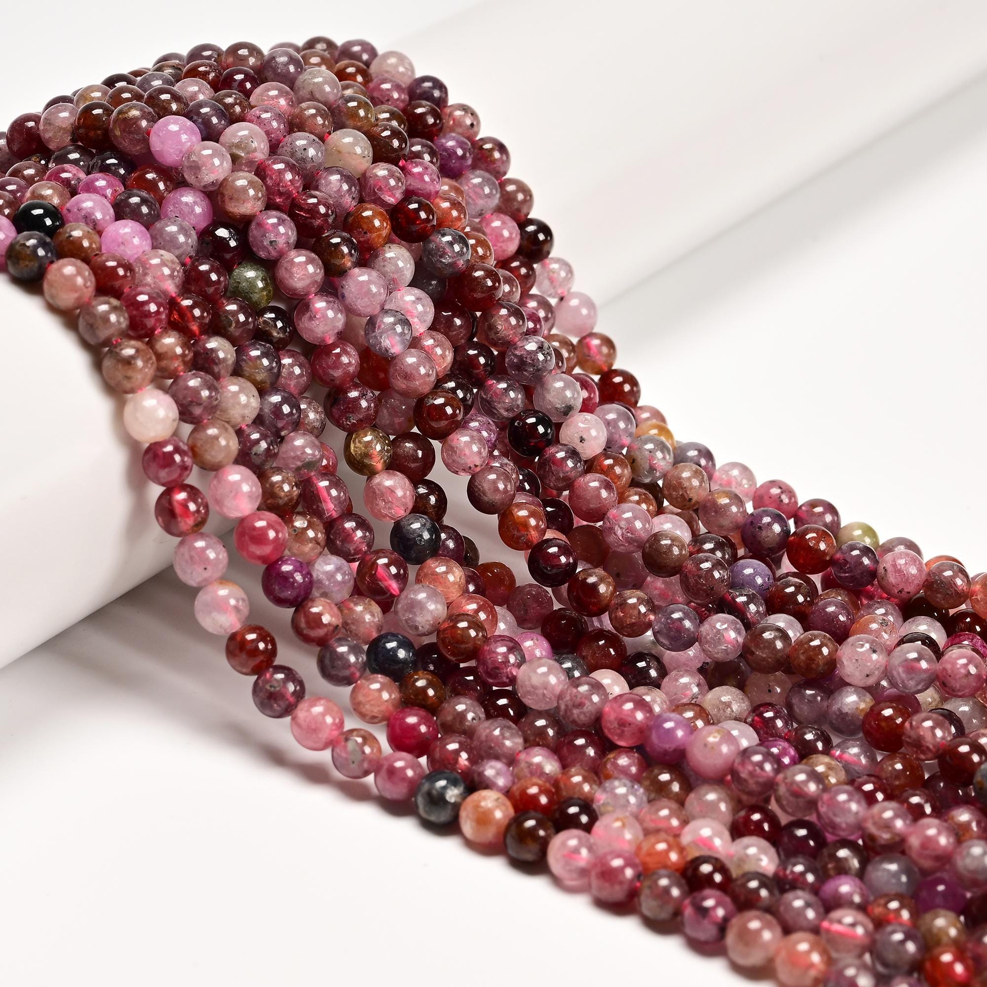 Natural Multi-color Spinel Smooth Round Beads Size 4mm 5mm 15.5'' Strand