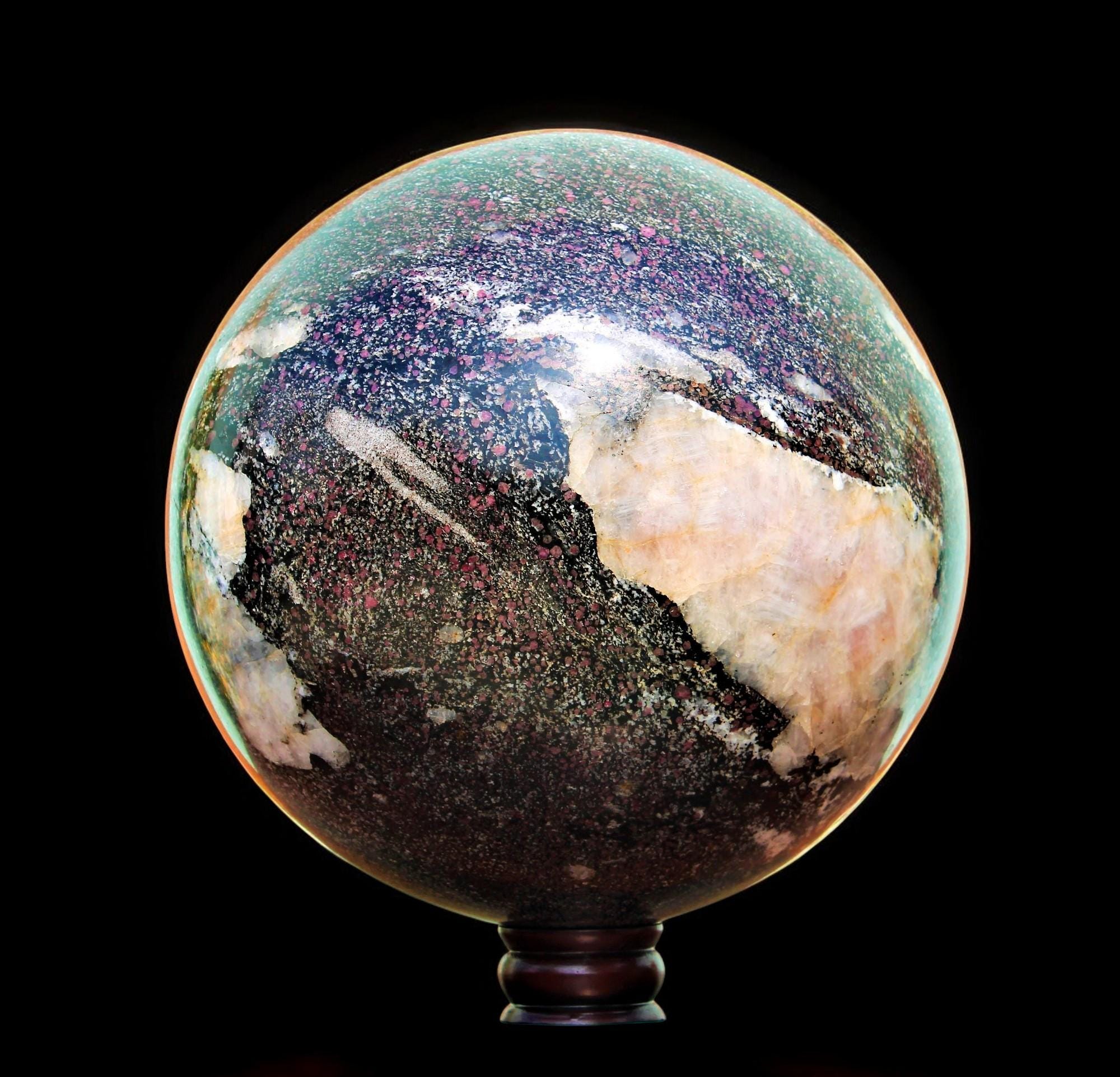 280mm Ruby Spinel Sphere: Vitality Stone, Courage Stone, Energy Renewal Crystal