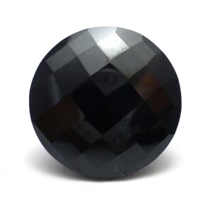 Black Spinel 16mm Round Checker Cut Loose Gemstone Large Engagement Ring Stone Handmade Black Gothic Goth Unique Unusual Rare