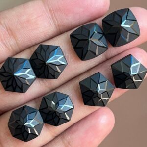 Hand Cut Black Spinel Gemstone: 12mm Carved Stone Lot, Jewelry Making Hand Cut Black Spinel Gemstone: 12mm Carved Stone Lot, Jewelry Making
