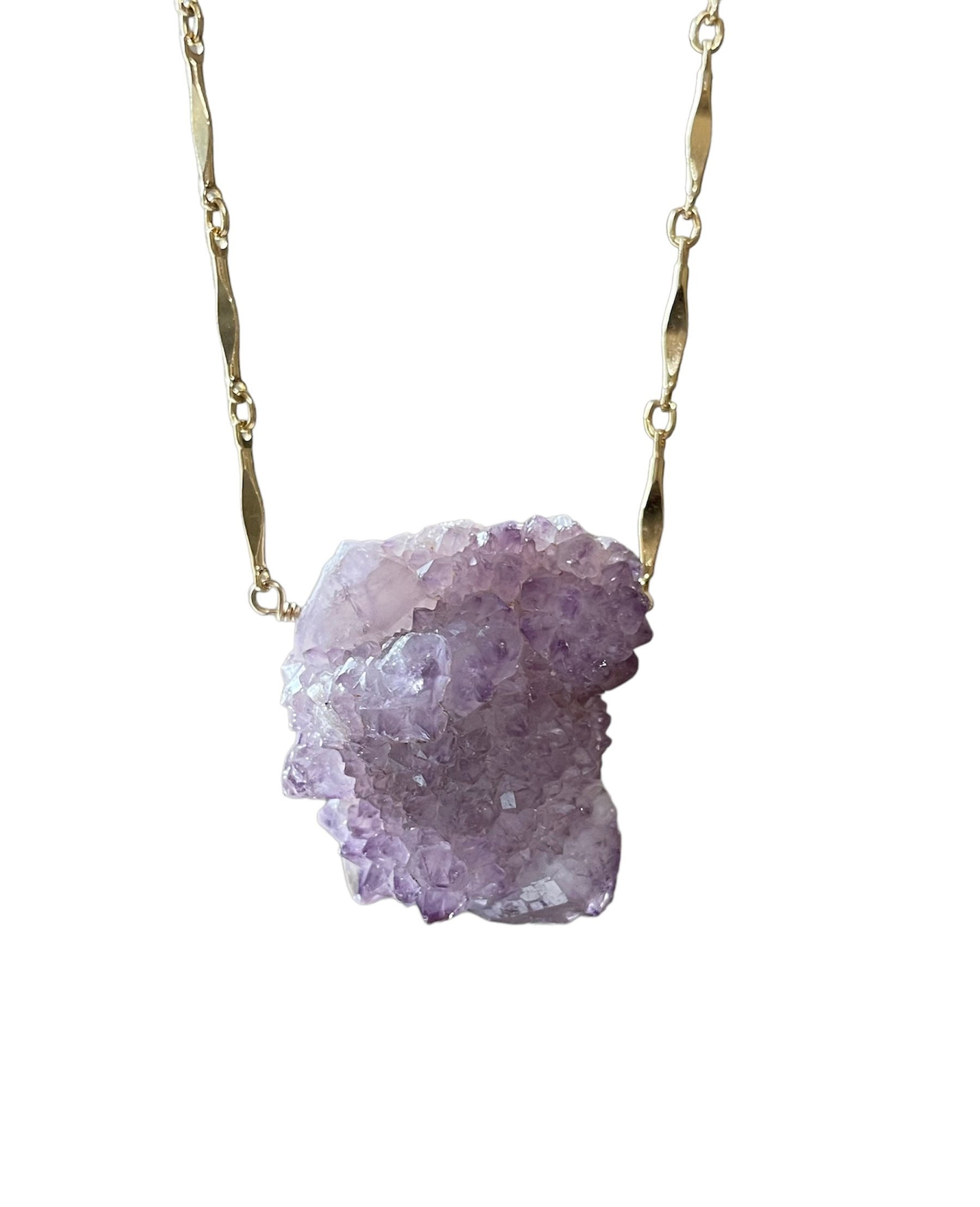 Large Spirit Quartz Statement Crystal Pendent Necklace On Gold Filled Chain