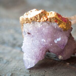 Spirit Quartz Necklace,Gold Dipped Spirit Quartz Pendant,Spirit Quartz Jewelry,Cactus Quartz Necklace,Crystal Jewelry,Raw crystal Necklace